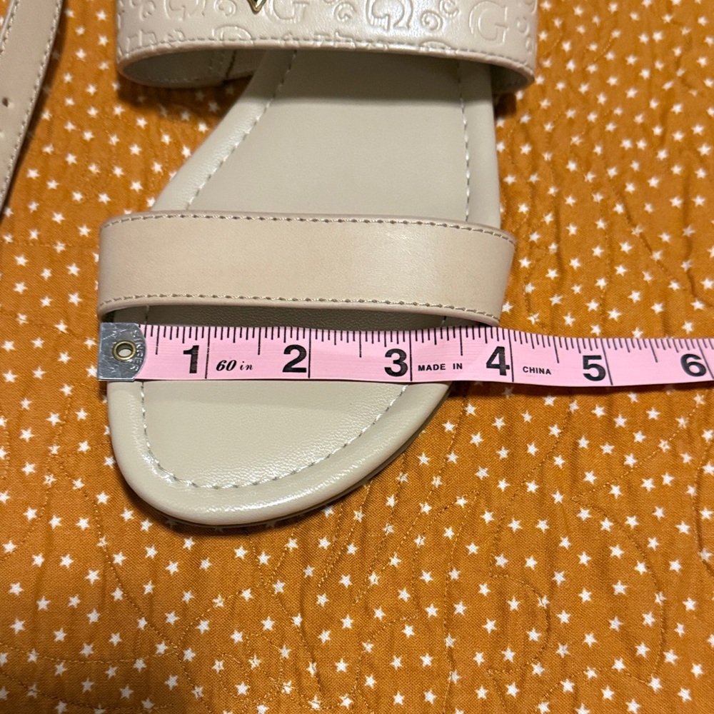 Guess Beige/Tan Logo Strap Ankle Strap Sandals - Picture 6 of 7